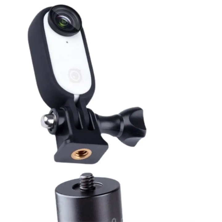Sistem de Prindere si Carcasa (Rama Protectie) pentru insta360 Go 2, rezistenta la soc, impreuna cu prindere 360 si Surub, Negru