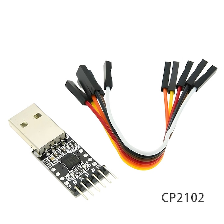 Convertor USB CP2102 UART TTL 5V / 3.3V – Comunicare Seriala, Tensiune VCC 5V, 3x LED-uri Indicator, Conector USB A, Compatibil cu GPS, GSM, Arduino, Routere si Decodoare