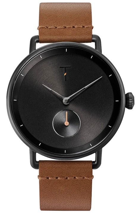 TYLOR férfi karórák, Retro X modell, barna bőr szíj, rozsdamentes, 40mm