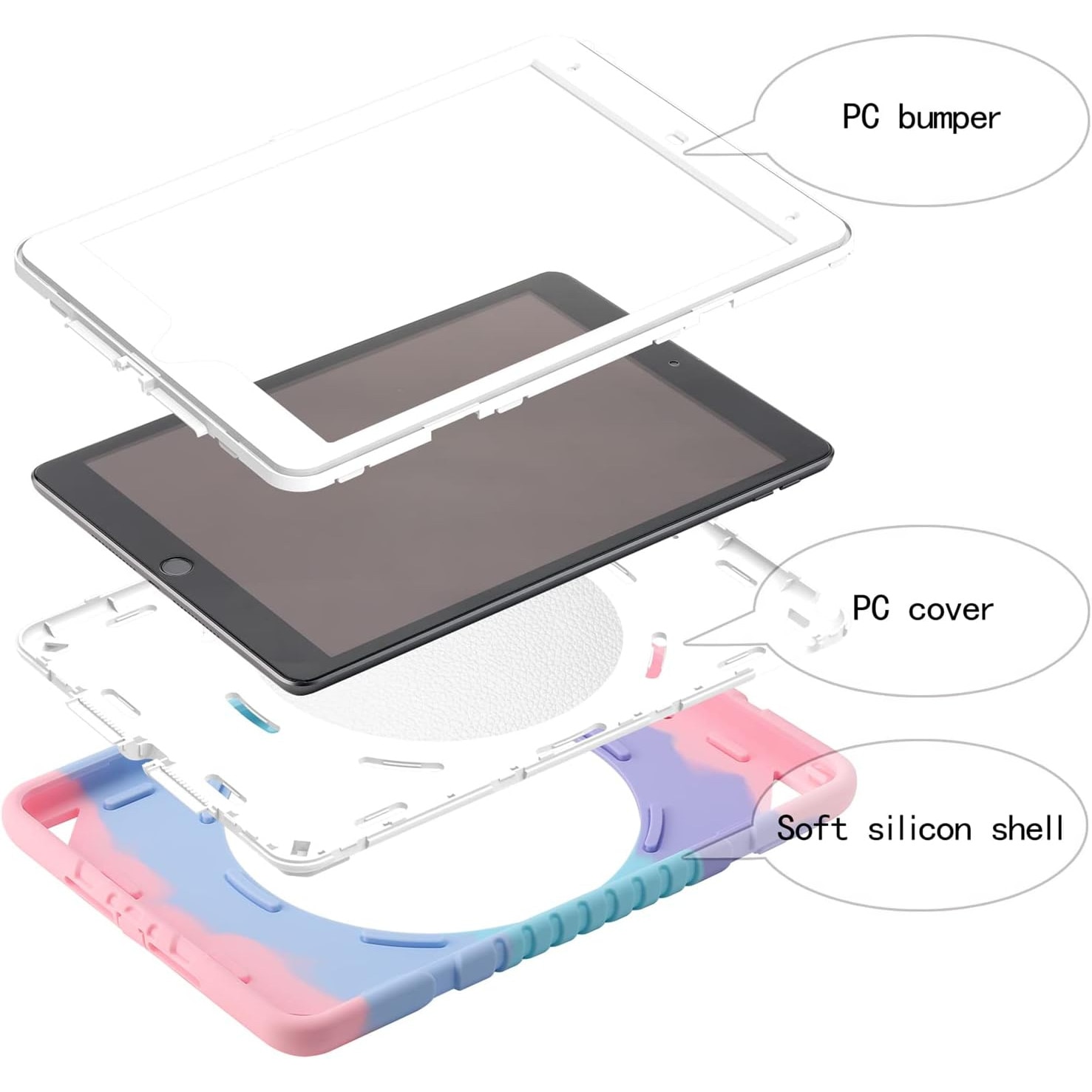 Husa Compatibila cu iPad 9/8/7 Generatie Impermeabila Cu Suport Roz