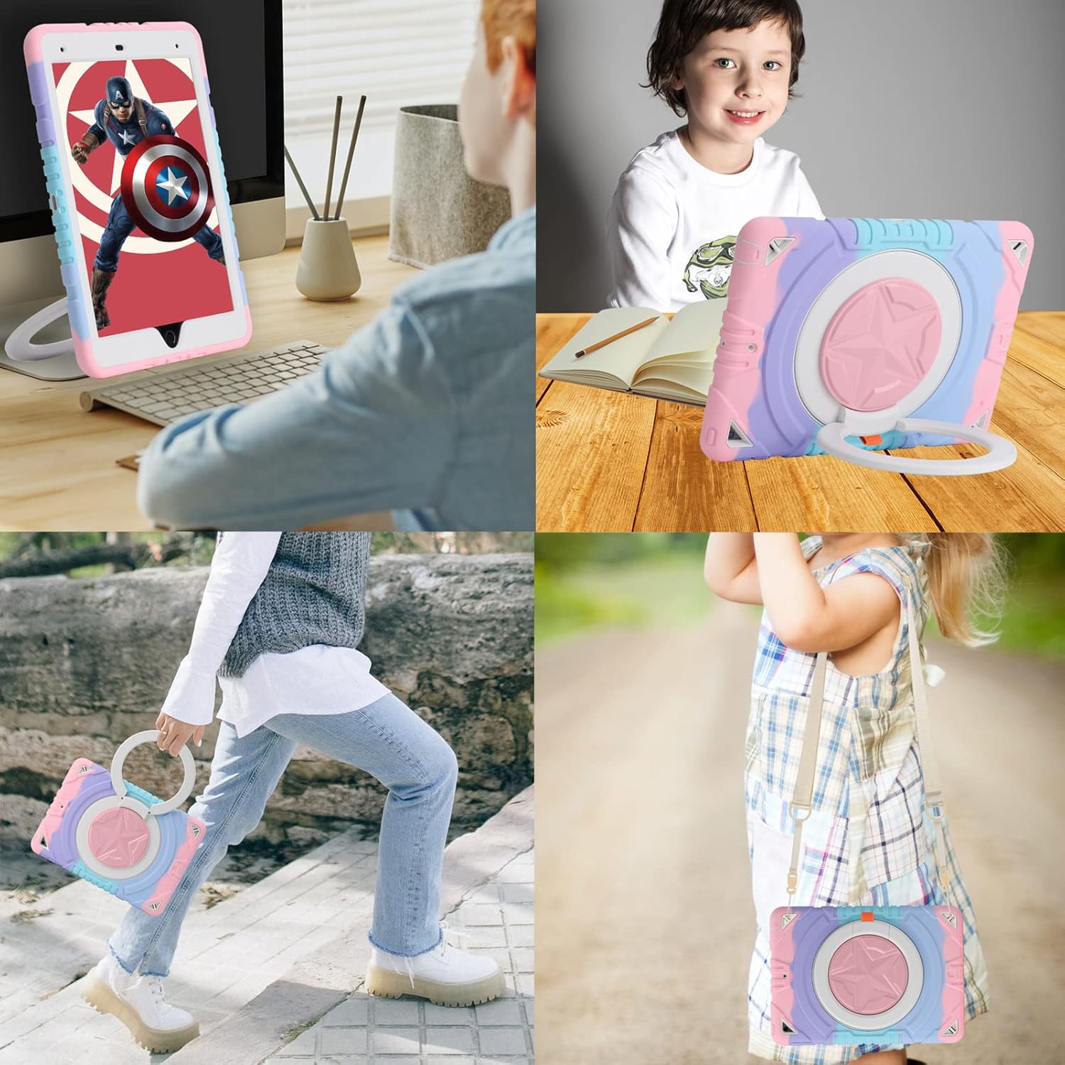 Husa Compatibila cu iPad 9/8/7 Generatie Impermeabila Cu Suport Roz