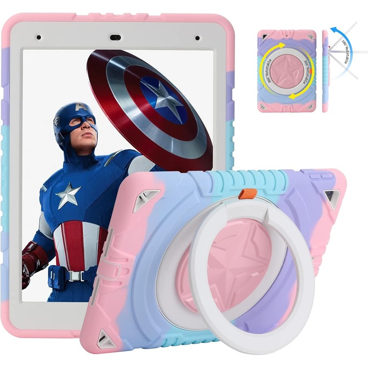 Husa Compatibila cu iPad 9/8/7 Generatie Impermeabila Cu Suport Roz