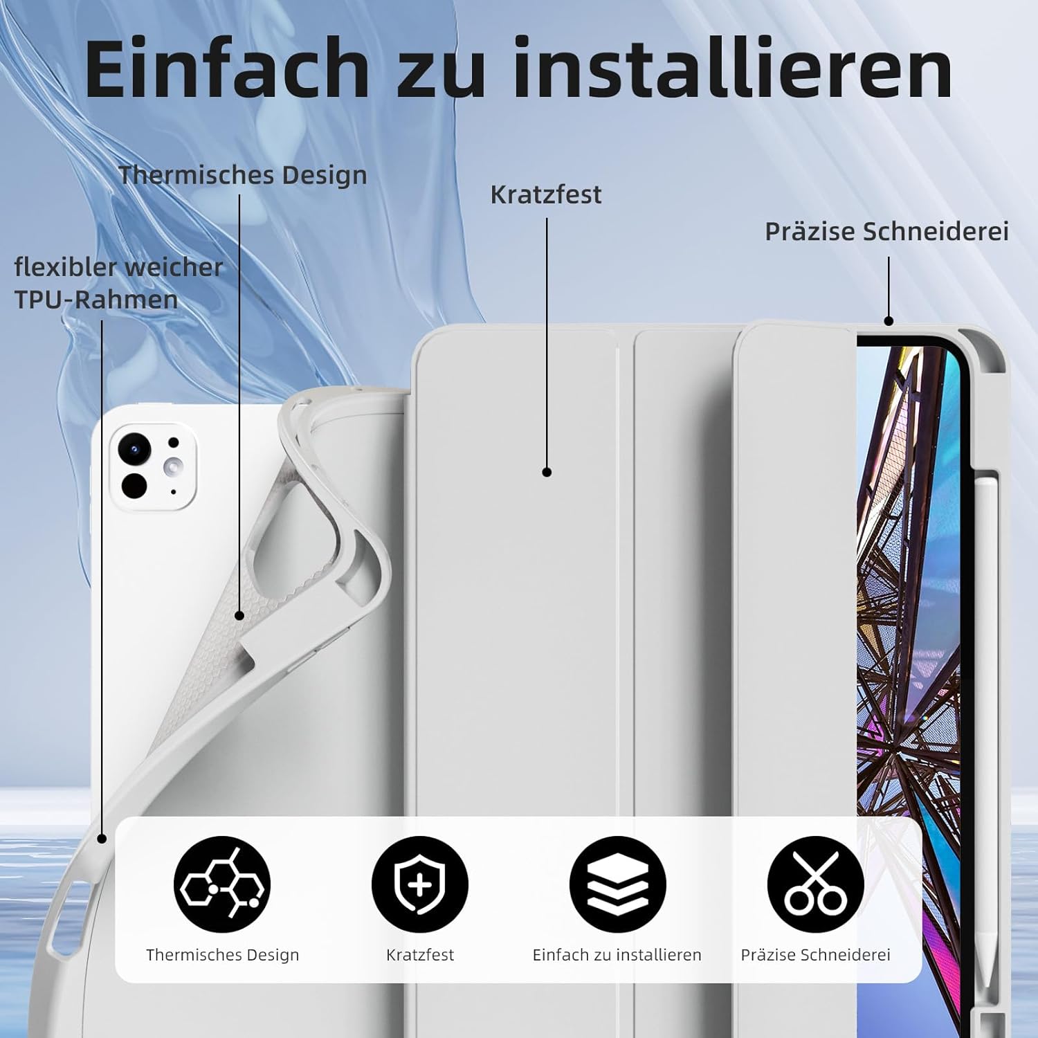 Husa GKABXY Compatibila cu iPad Pro 13 inch 2024, Gri