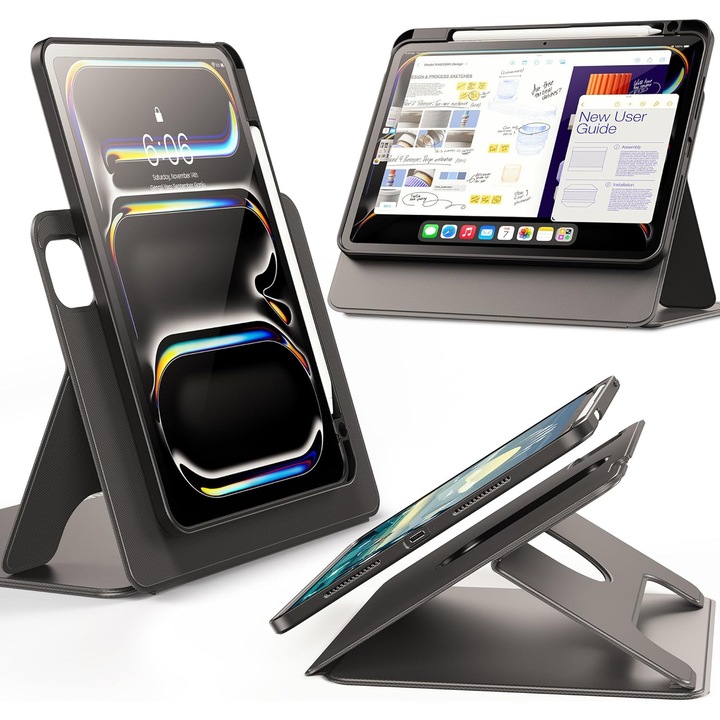 Husa Compatibila cu iPad Pro 11'' INFILAND M4 2024, Cu Port Creion, Stand Ajustabil