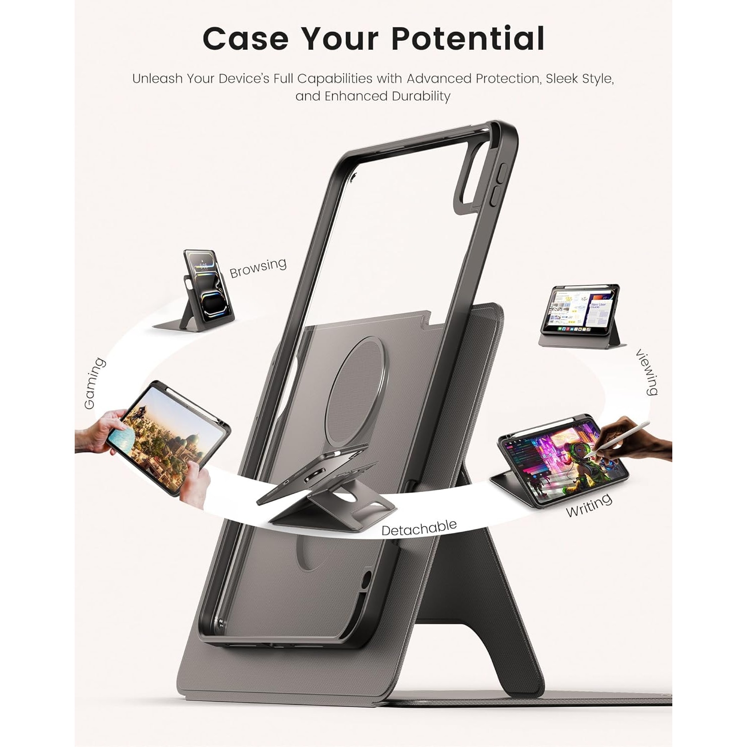 Husa Compatibila cu iPad Pro 11'' INFILAND M4 2024, Cu Port Creion, Stand Ajustabil