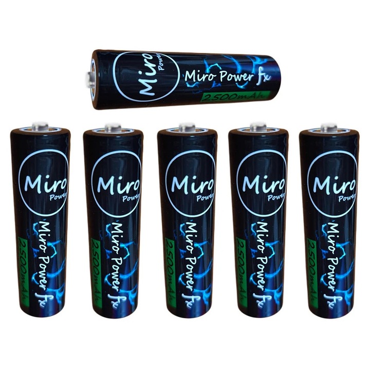 Set 6 baterii reincarcabile Li-ion Miro Power 18650 2500Mah 3.7v