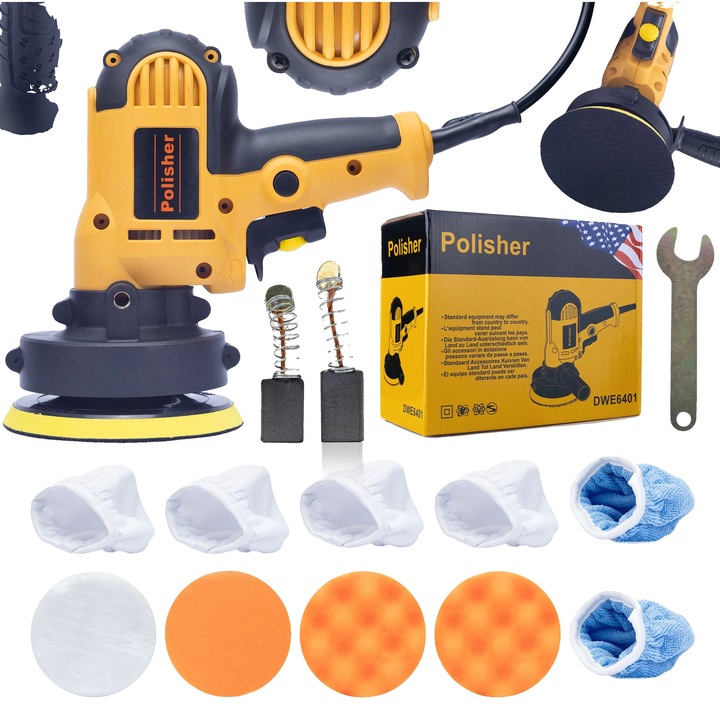 Polizor auto, 10 pad-uri de polishare, putere 700 W, galben/negru