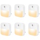 Set 6 lampa LED de veghe, AFKSMILE, Senzor zi-noapte, Comutator automat, Plugin, Lumina calda (3000K), Consum redus 0.4W, Iluminare blanda, Anti-reflexie, Durabil, Pentru holuri, scari, camera copilului si portabila, ABS, 6*2.3*6cm, Alb