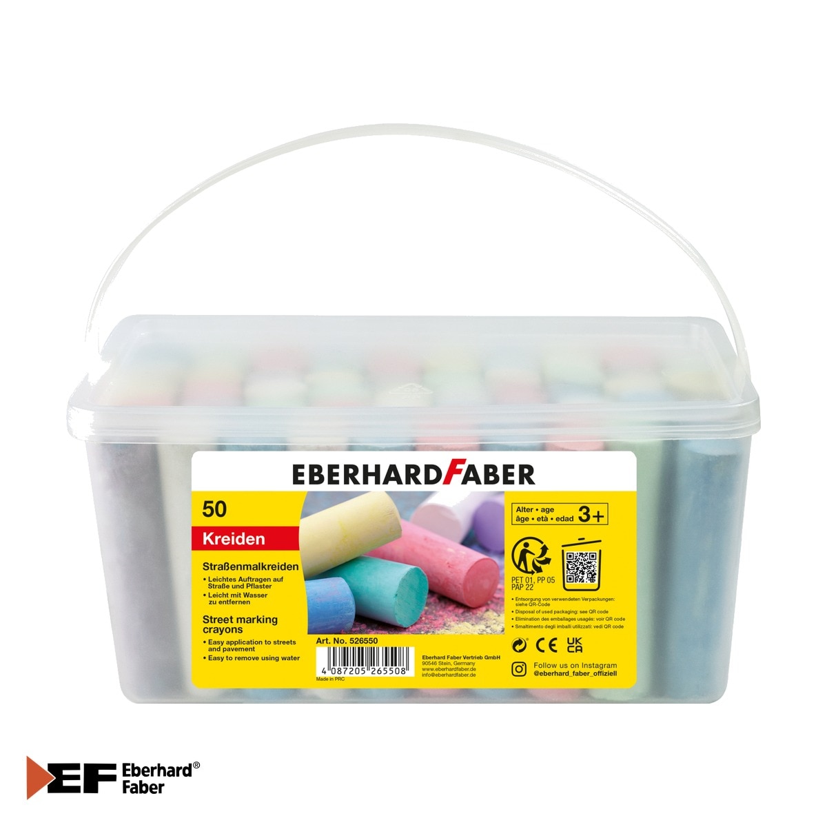 Set 50 bucati creta colorata pentru asfalt Eberhard Faber, cutie ...