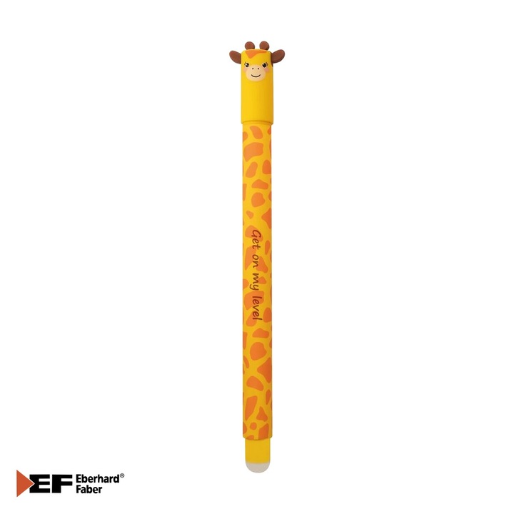 Roller erasable 0.7 mm albastru Eberhard Faber, cerneala termosensibila stergibila, model girafa, pentru scoala