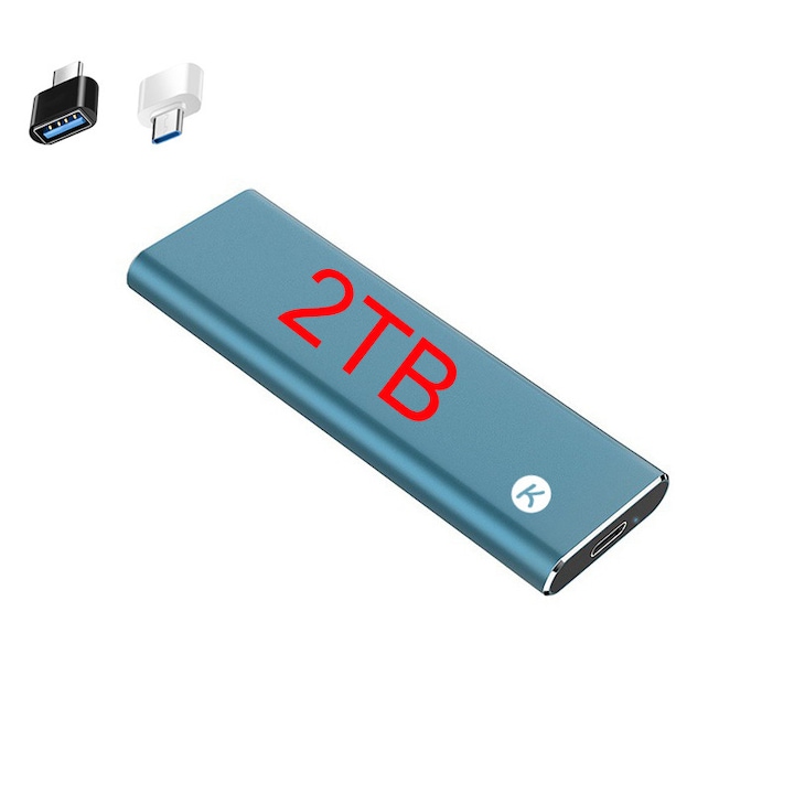 Fudisenn 2TB hordozható SSD, USB Type-C 3.1, fém ház, 106x32x9.5mm