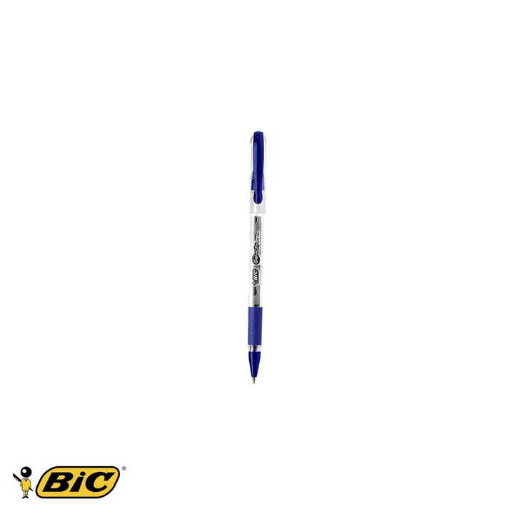 Roller cu gel Bic Gelocity Stic, varf 0.5 mm, cerneala albastra, grip cauciuc, pentru scriere fina