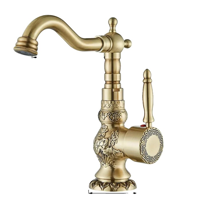 Csaptelep, mosdópultra szerelhető, egykaros, antik bronz, 23cm