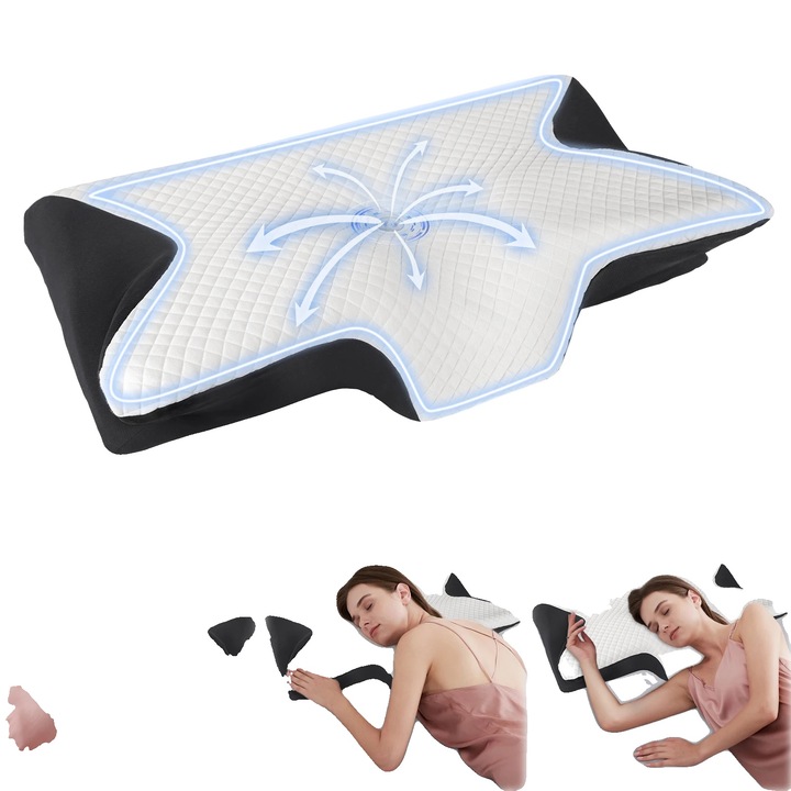 Nyakpárna, ergonomikus támasz, memóriahab, fekete