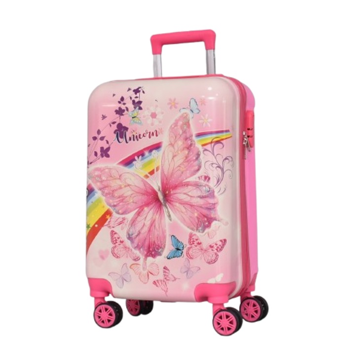 Troler pentru copii PERFECT++LINE 31800-2620 20" Fluturi, ABS/PC, 56/34/25 cm, Roz deschis