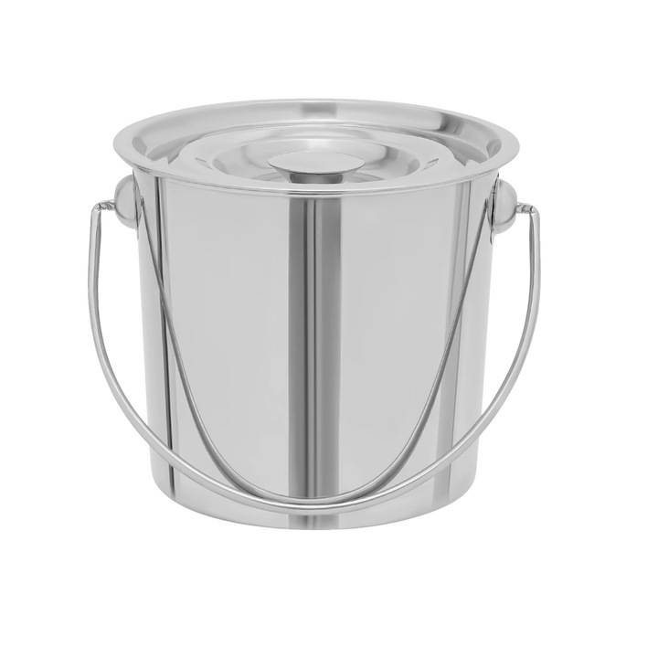 Galeata din otel inoxidabil, capacitate 6L, argintie