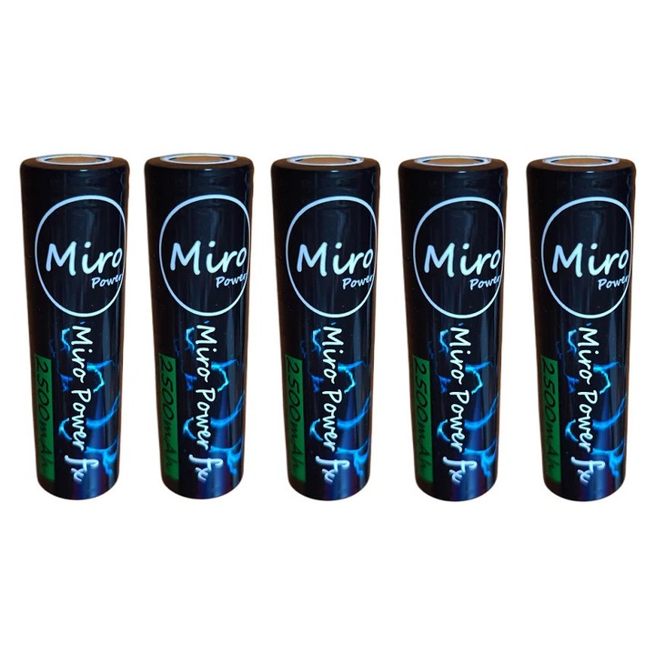 Set 5 acumulatori Miro Power 18650 sudabili 2500Mah, 3.7V