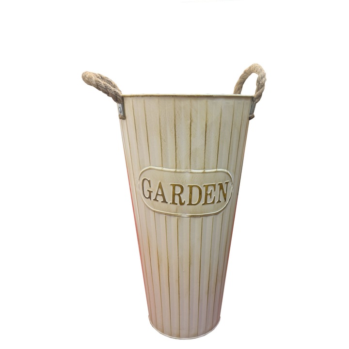 Vaza din metal, culoare crem, H 40 cm, B.S.P. / SL1573
