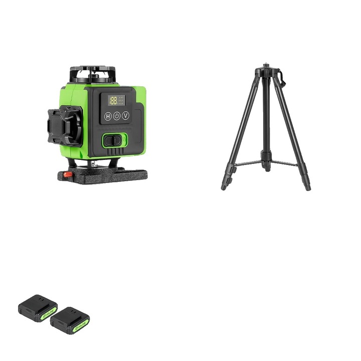 Nivela laser 16 linii, functie de auto-nivelare, set de tripodi 1M, plastic si metal, raza de lucru 25m
