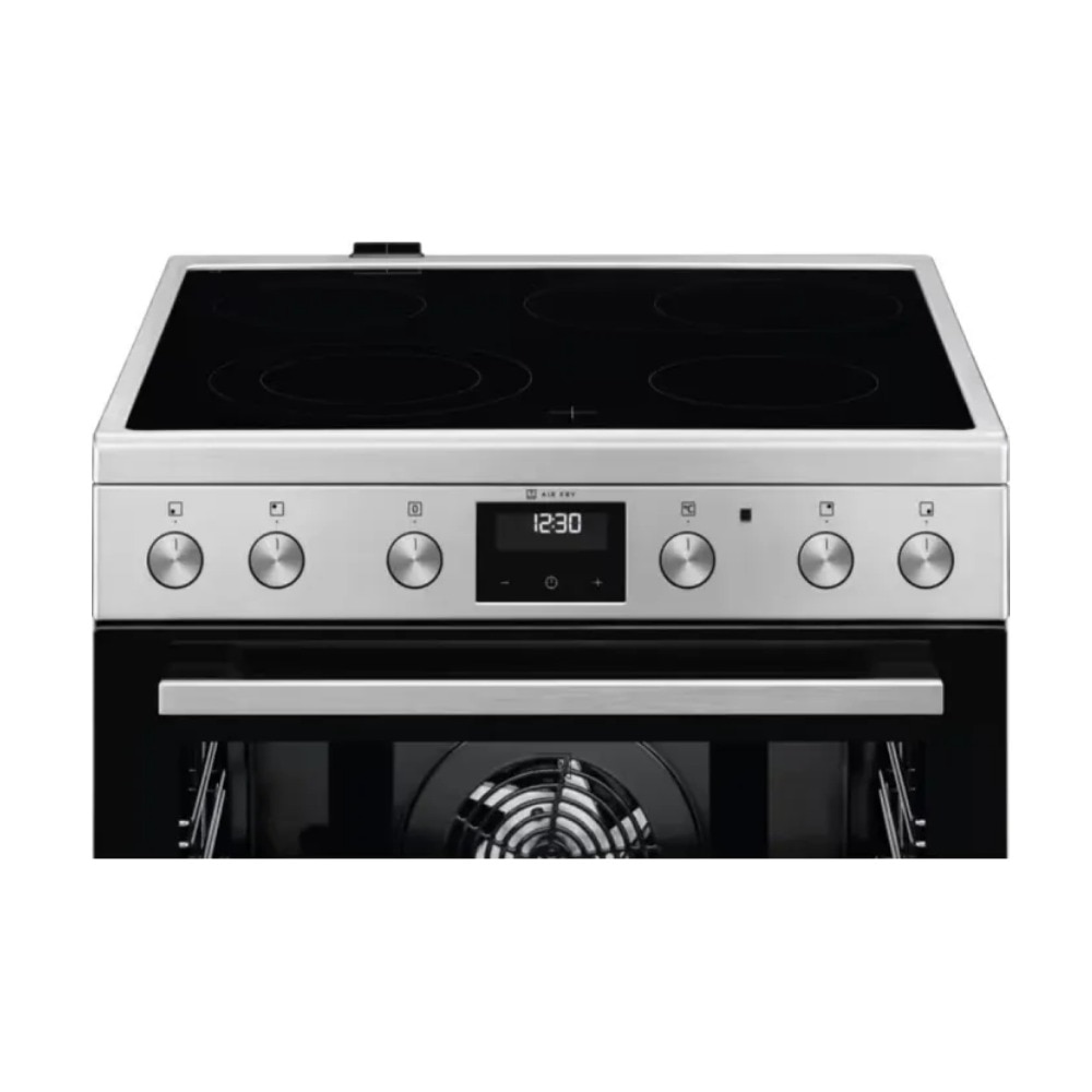 Aragaz electric AEG CCB6446CBM, Plita vitroceramica 4 zone, Cuptor electric, AirFry, SurroundCook, AquaClean, 60 cm, 73 l, Clasa A, Argintiu