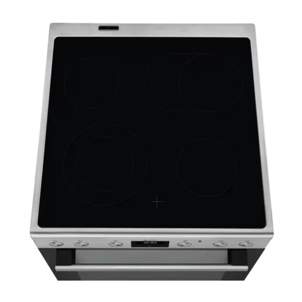 Aragaz electric AEG CCB6446CBM, Plita vitroceramica 4 zone, Cuptor electric, AirFry, SurroundCook, AquaClean, 60 cm, 73 l, Clasa A, Argintiu