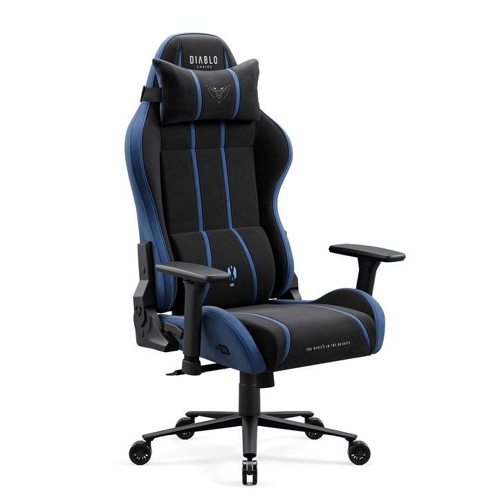 Diablo X-One 2.0 gamer fotel, fekete-kék, King méret, ergonomikus támasz, GentlePro anyag