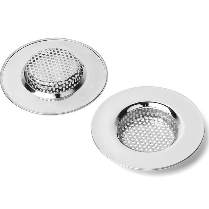 2 db mosogató szűrő, SUNTRADE, rozsdamentes acél, 77x12mm, ezüst