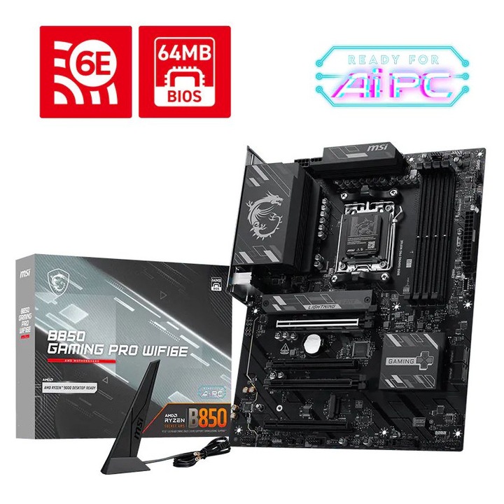 Placa de baza Msi B850 GAMING PRO WIFI6E, 4xDDR5, 4xPCIE16, 7xUSB3.2, ATX
