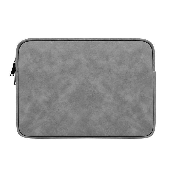 Husa laptop, AFKSMILE, Husa de Protectie Laptop/Tableta, Impermeabila, Rezistent la zgarieturi, Rezistenta la socuri, Fermoar dublu, Design slim, 14.1-15.6 inch, Portabil, Multifunctionala, Piele ecologica, 37x27x3cm, Gri inchis