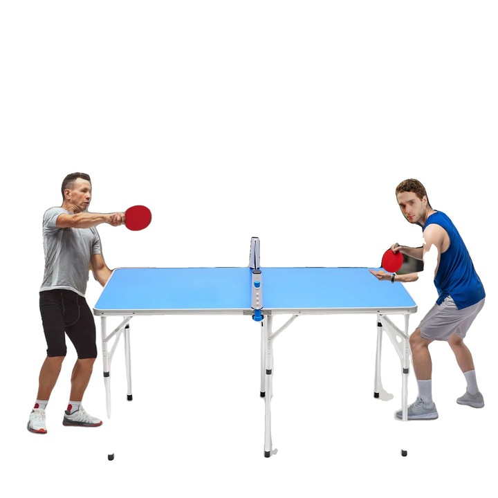Összecsukható pingpongasztal, kiváló minőségű MDF, 59.84x29.92 hüvelyk, kopásálló felület, stabilitás 6 támasztékkal