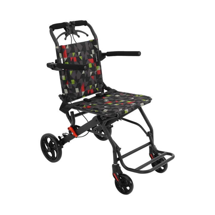 Scaun cu rotile pliabil, 270 ajustare manere, negru, 100kg, 9.4kg