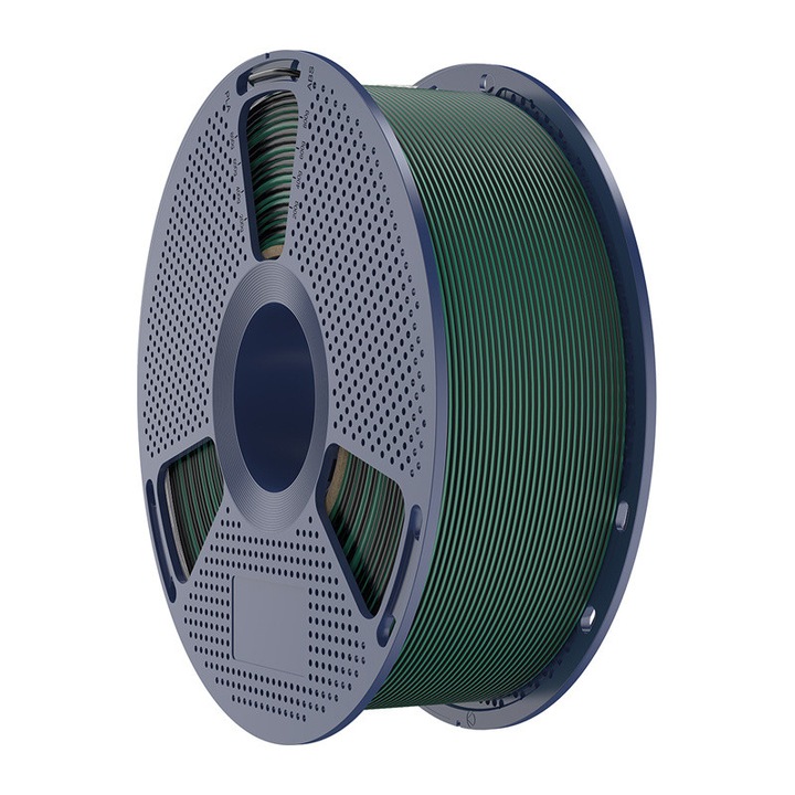 Filament pentru imprimanta 3D Sunlu PLA Plus Silk Dual Color, Finisaj matasos / lucios, Diametru 1.75mm, 1kg, Negru / Verde