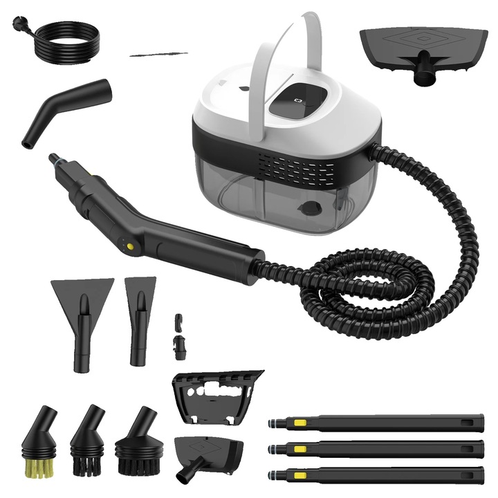 Aparat de curatat cu abur portabil 2500W 1600ml 3 trepte abur 17 accesorii