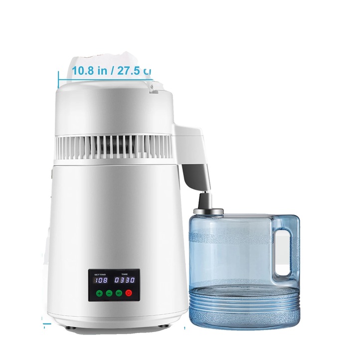 Дестилатор за вода от неръждаема стомана 304, таймер, бял, 4L