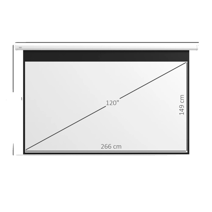 Vetítővászon, 266x149cm, 16:9 arány, fém, falra vagy mennyezetre szerelhető