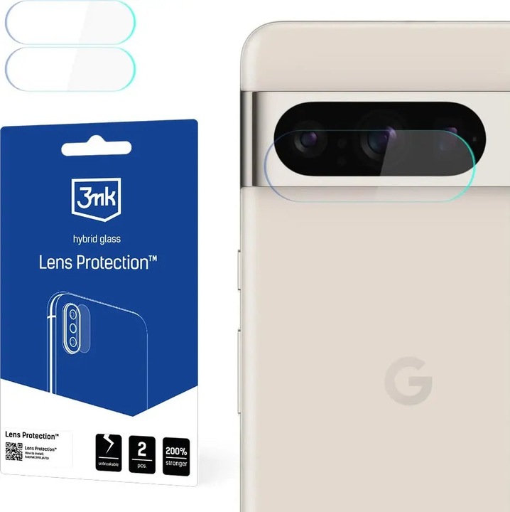 Folie protectie camera 3MK, Google Pixel 8 Pro, 0.16mm, protectie ridicata 6H, transparent