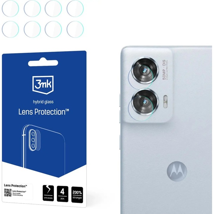 Folie protectie camera 3MK pentru Motorola Edge 50 Fusion, protectie ridicata, 0.16mm, transparent