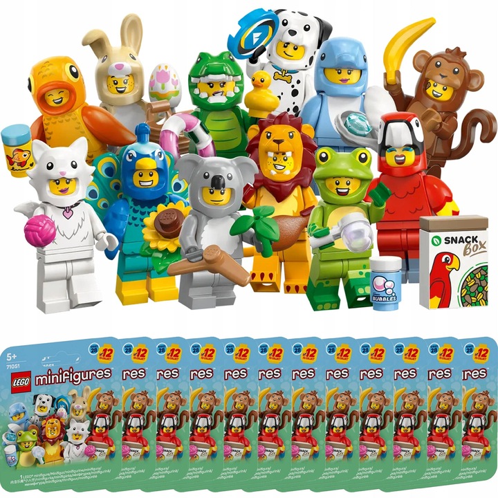LEGO Minifigurák 28. sorozat Állatok építőkészletek, 12 figura, különböző jelmezek
