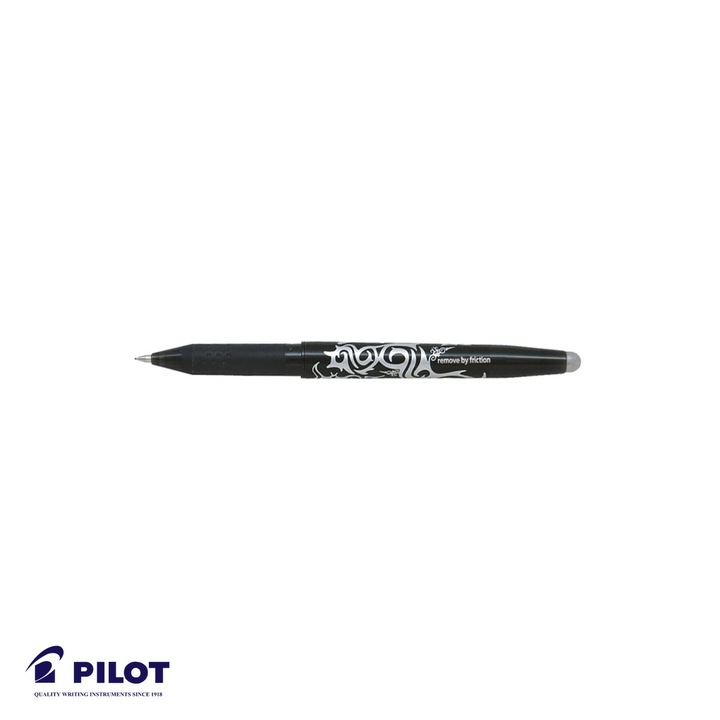 Roller Pilot FriXion Ball 0.7mm negru, cerneala termosensibila, scriere si stergere fara deteriorarea hartiei
