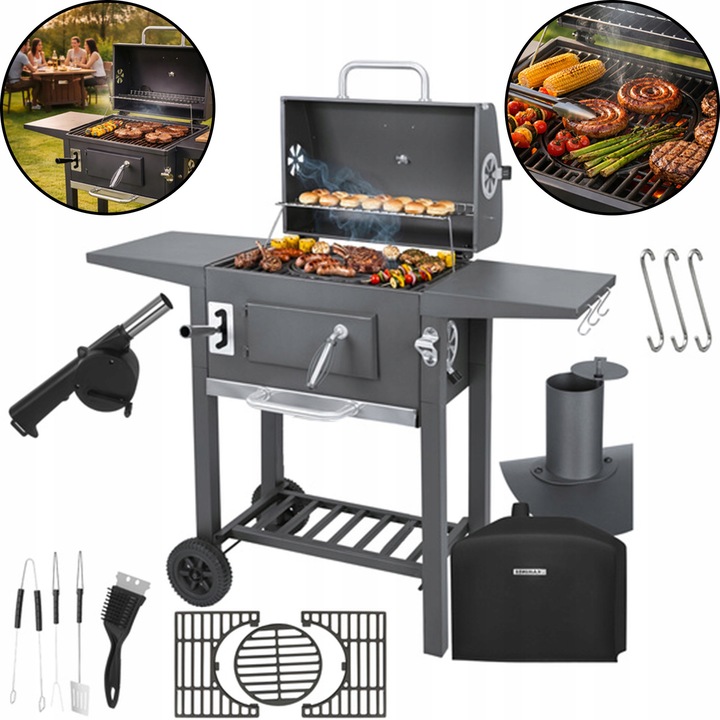 PAKO Kaminer kerti grill, zománcozott öntöttvas, 105x110x50cm