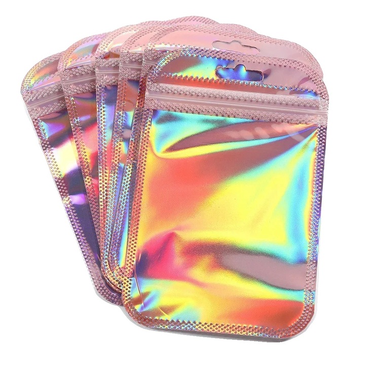 Pungi ziplock reutilizabile, roz, set 100 buc, 10.5x15cm