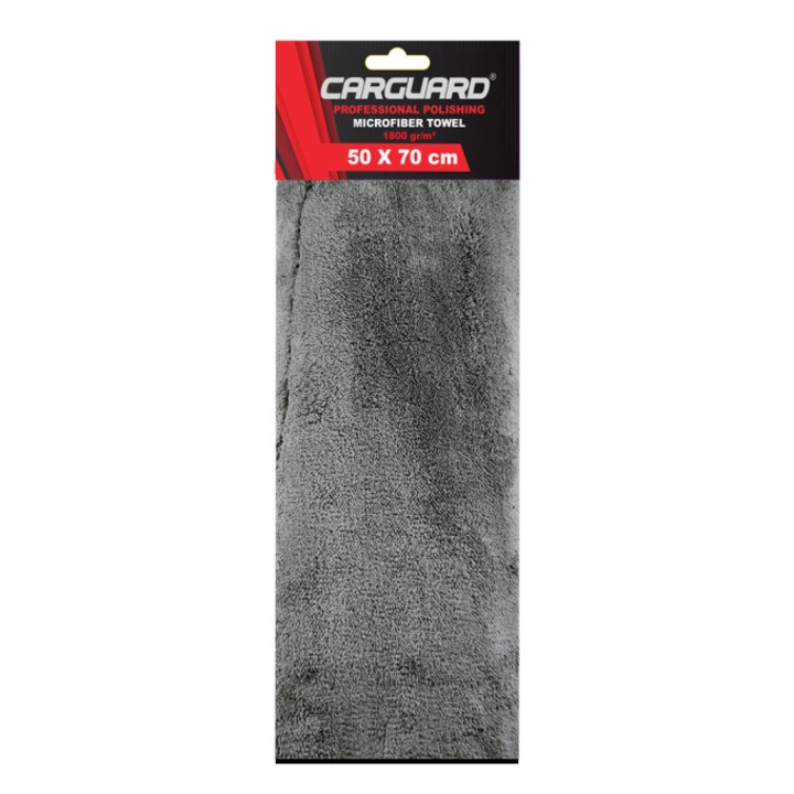 Laveta Premium din microfibra CARGUARD, 1600 g/m² densitate rara, 50x70 cm, Absorbtie extrema, fara zgarieturi, Material microfibra de inalta calitate, culoare galben/gri