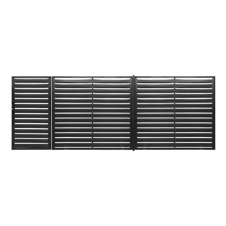 Ansamblu porți batante RVG, metalice, 3870x1750mm și 920x1750mm, negru, fără accesorii