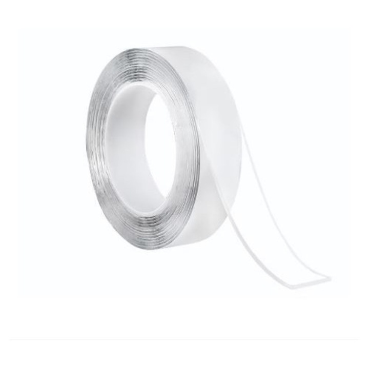 Set 5 Bucati, Banda Dubla Adeziva Damo®, Acril/Gel, Detasabila, Termorezistenta, 3m, Transparent