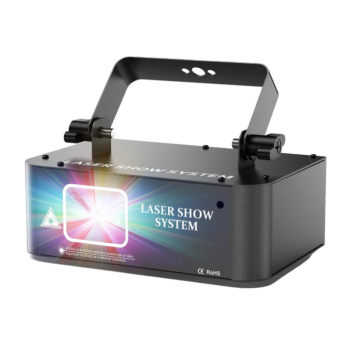 3D lézer projektor, RGB, DMX vezérlés, EU tápellátás, alumínium