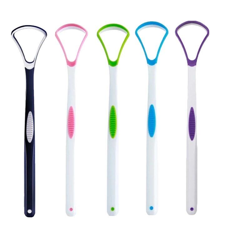 Set 5 periute de dinti clasice, cap din silicon moale, design ergonomic, multicolor