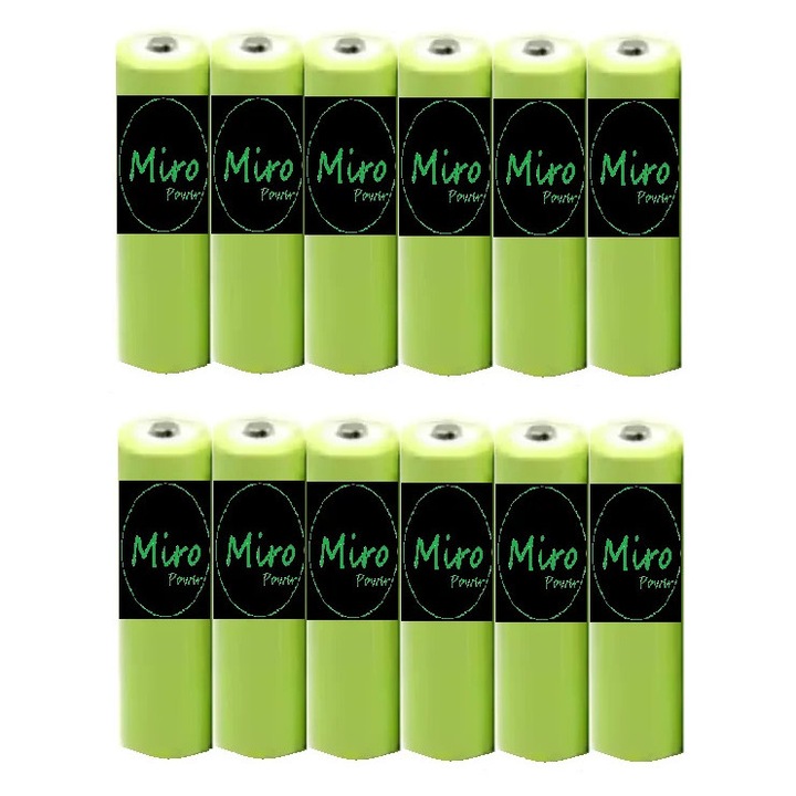 Set 12 baterii reincarcabile Miro Power Li-ion model 14500 3.7v 500Mah