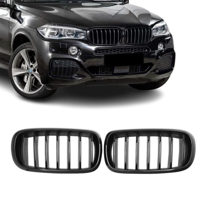 Grile Bara Fata Nari Simple compatibile cu BMW X5 F15 X6 F16, Negru Lucios
