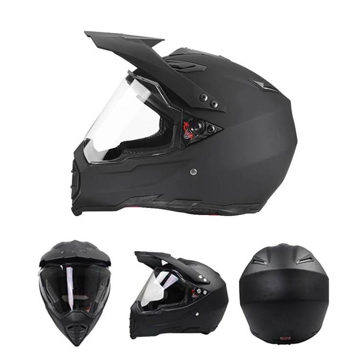 Casca motocross off-road, constructie usoara, ventilatie multi-canal, negru mat, L