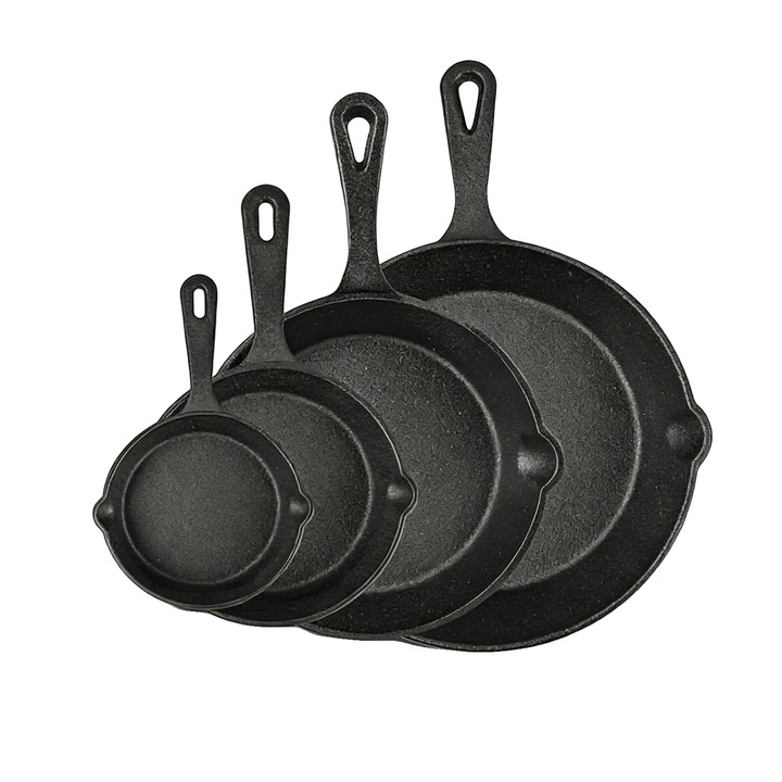 Set de tigai din fonta, 14x16x20x26cm, negru